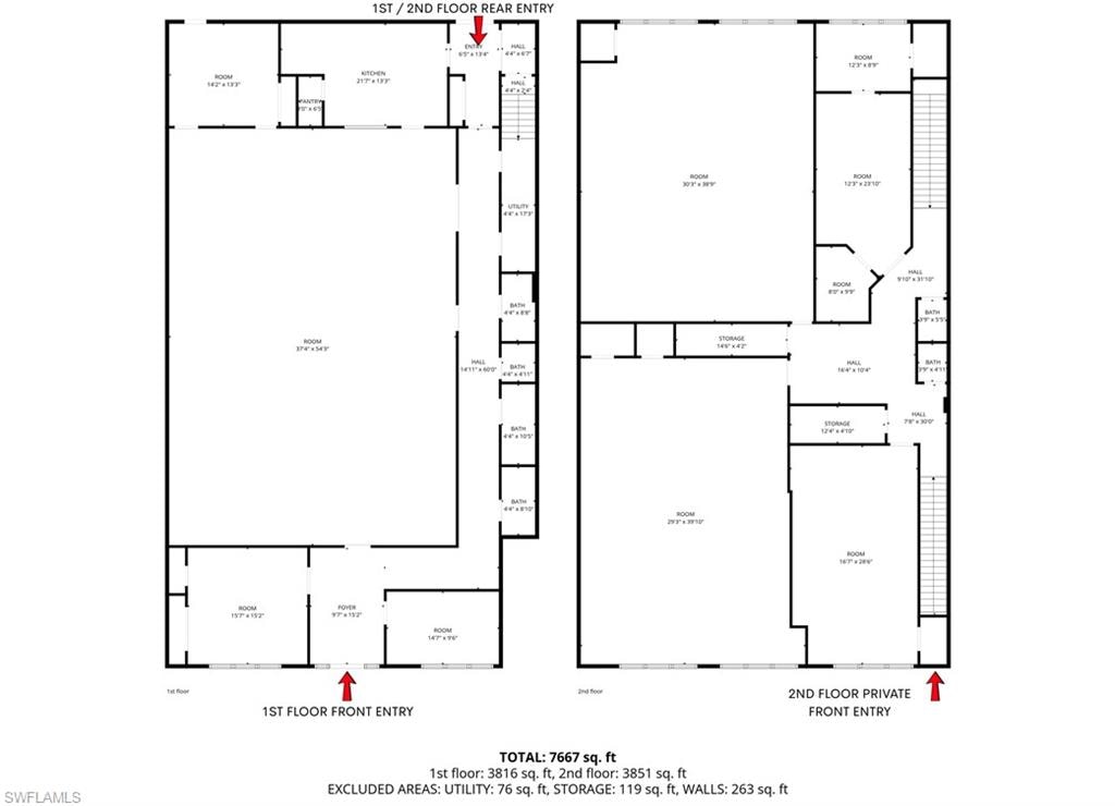Floor plan with entrances marked