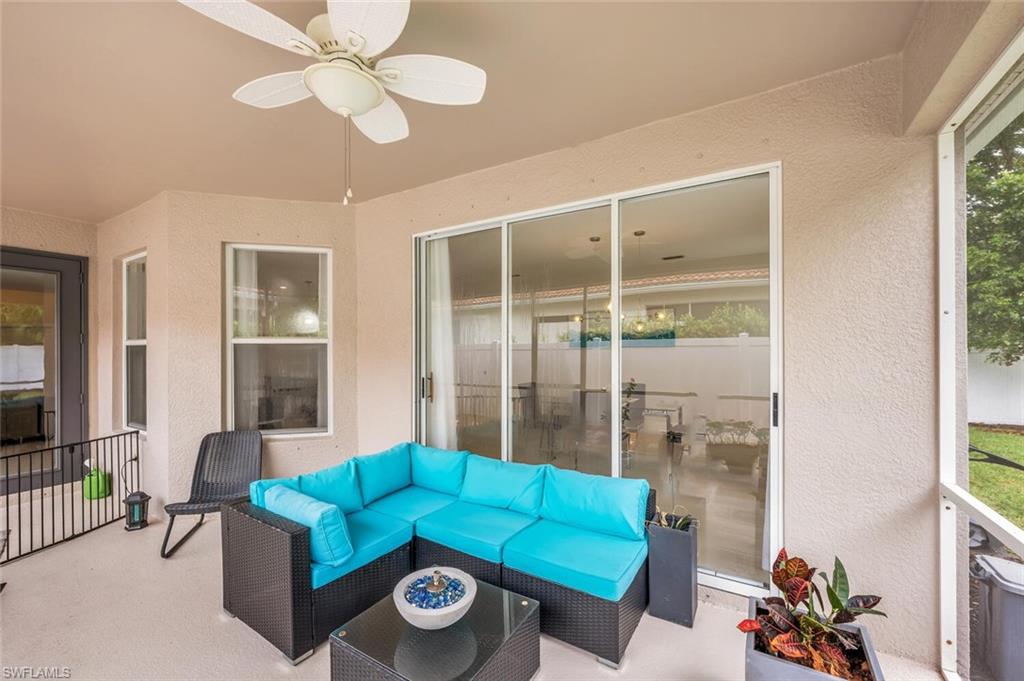 View of patio / terrace featuring an outdoor hangout area and a ceiling fan