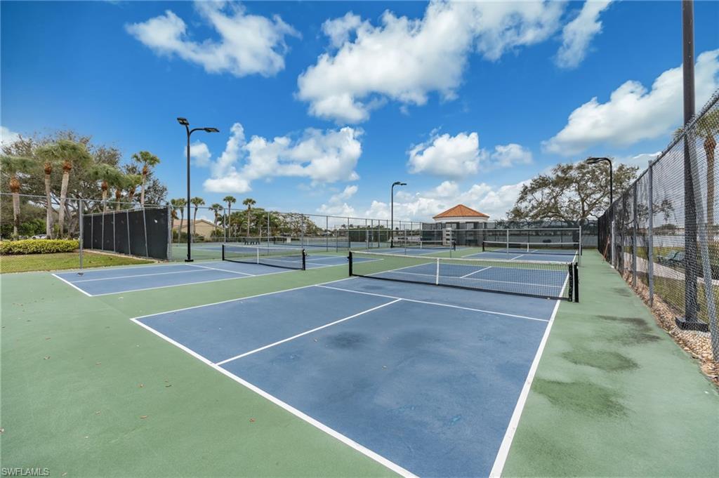 View of tennis and pickleball courts with community basketball court