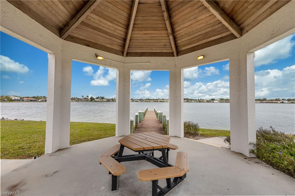View of patio featuring a water view
