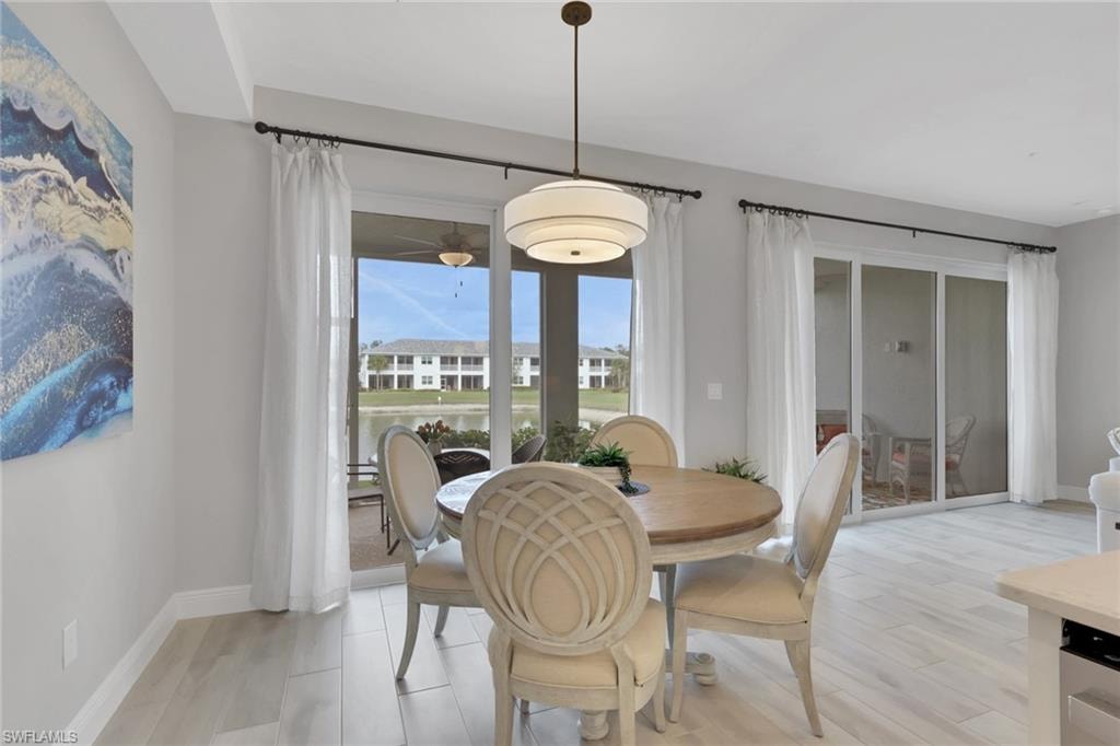 Dining space with light wood finished floors
