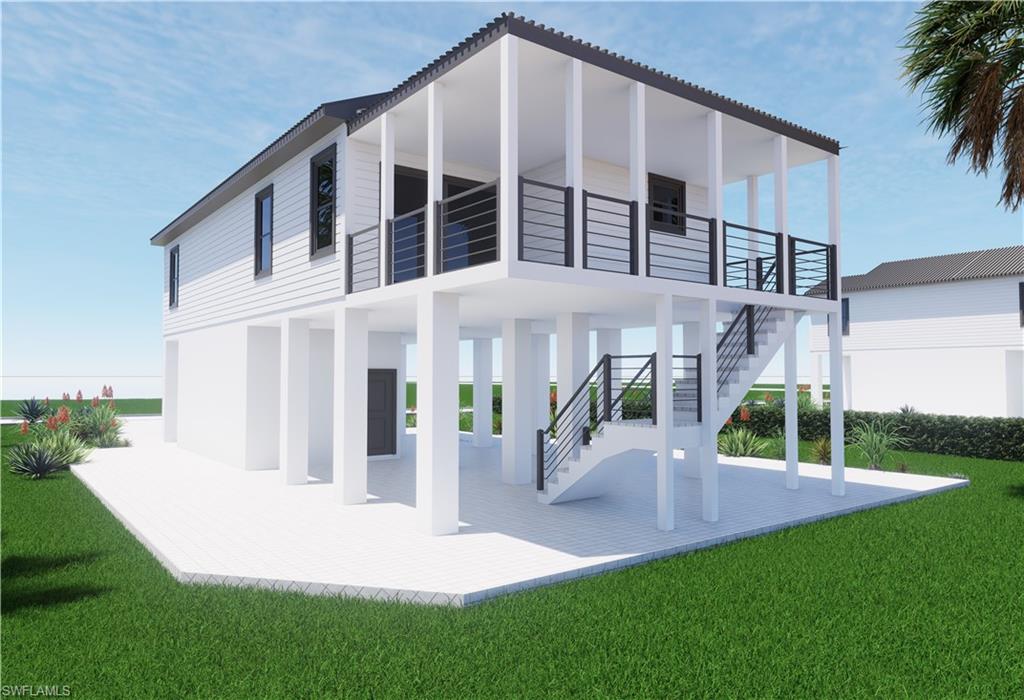 Virtual Rendering - Rear view of property with a patio area, and stairs