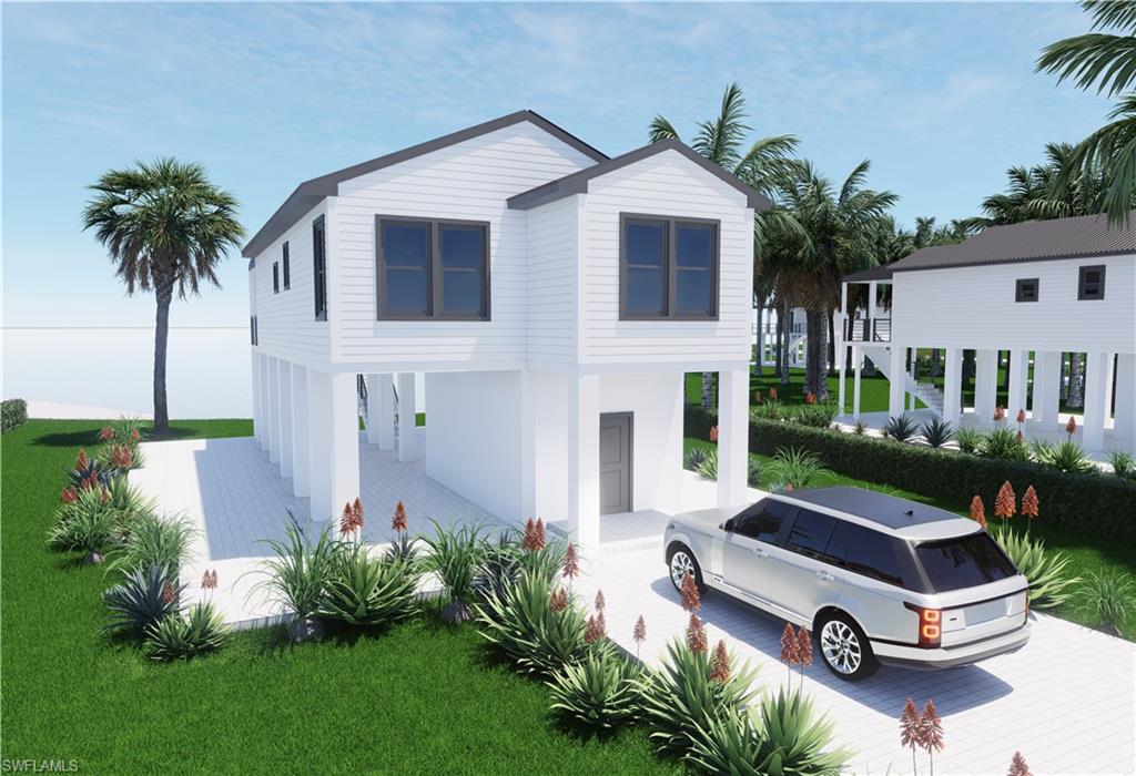 Virtual Rendering - View of front of house with a front yard, stairway, and driveway