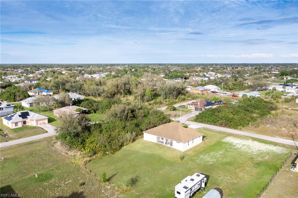 Aerial perspective of suburban area