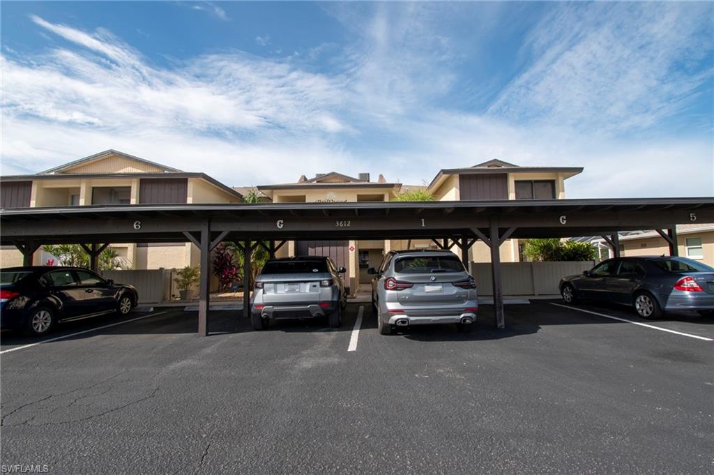 View of covered parking lot