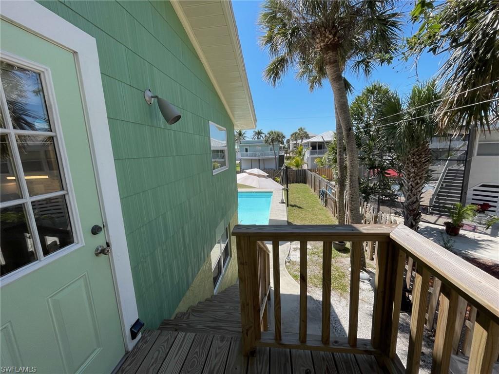 View of wooden balcony with a deck
