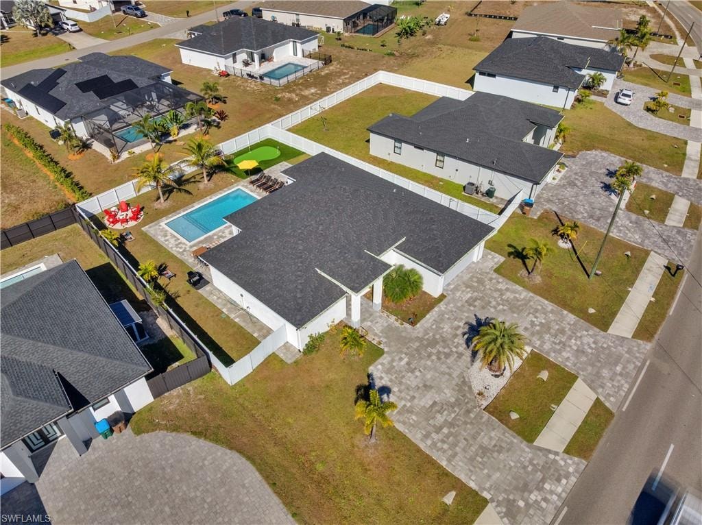 Aerial view of residential area