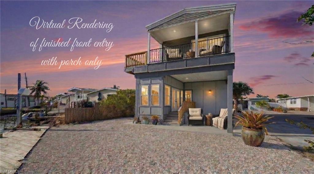 Photo is a virtual rendering to illustrate potential renovations adding a porch and entry. Actual property condition may differ.