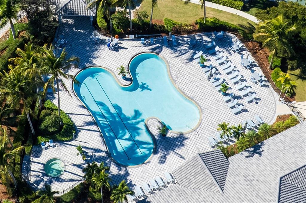 Drone / aerial view of a pool area