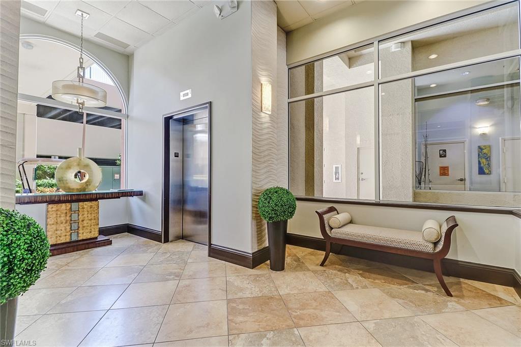 Building lobby featuring a high ceiling