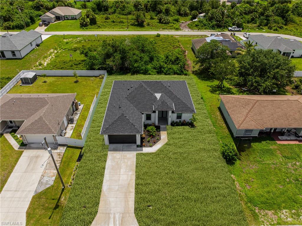 Aerial perspective of suburban area