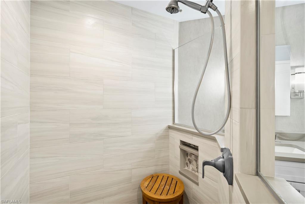 Walk in shower.