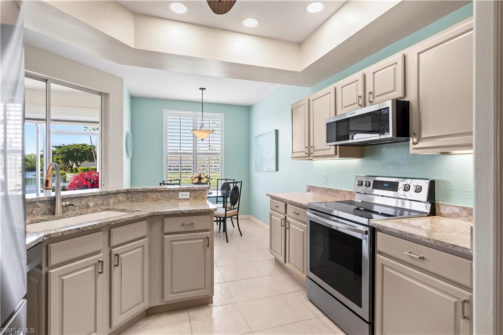 Beautiful granite countertops in your updated kitchen.