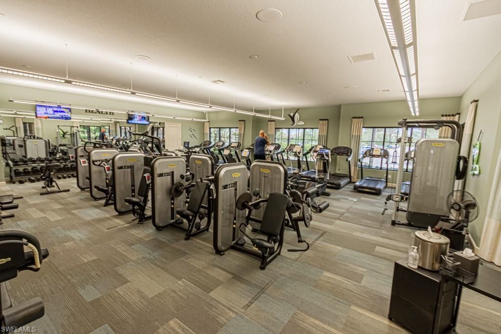 located inside the amenity center, there is also a free weight section, hair salon, massage rooms & more