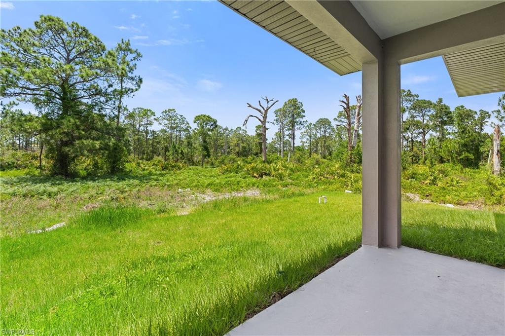 View of yard with a patio and view of scattered trees