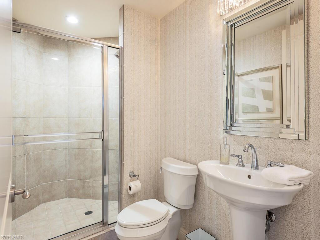 Powder doubles as full bath for bedroom 3