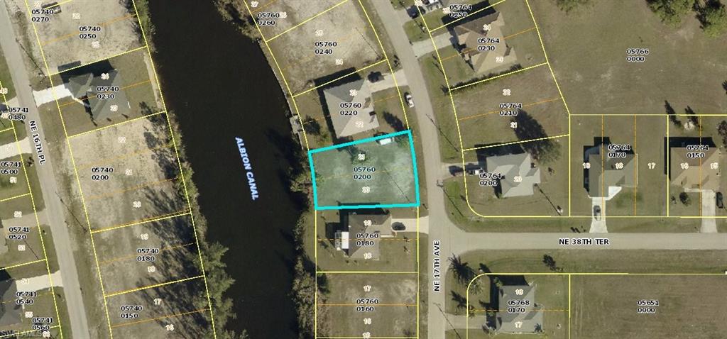 Aerial overview of property's location featuring property boundaries highlighted