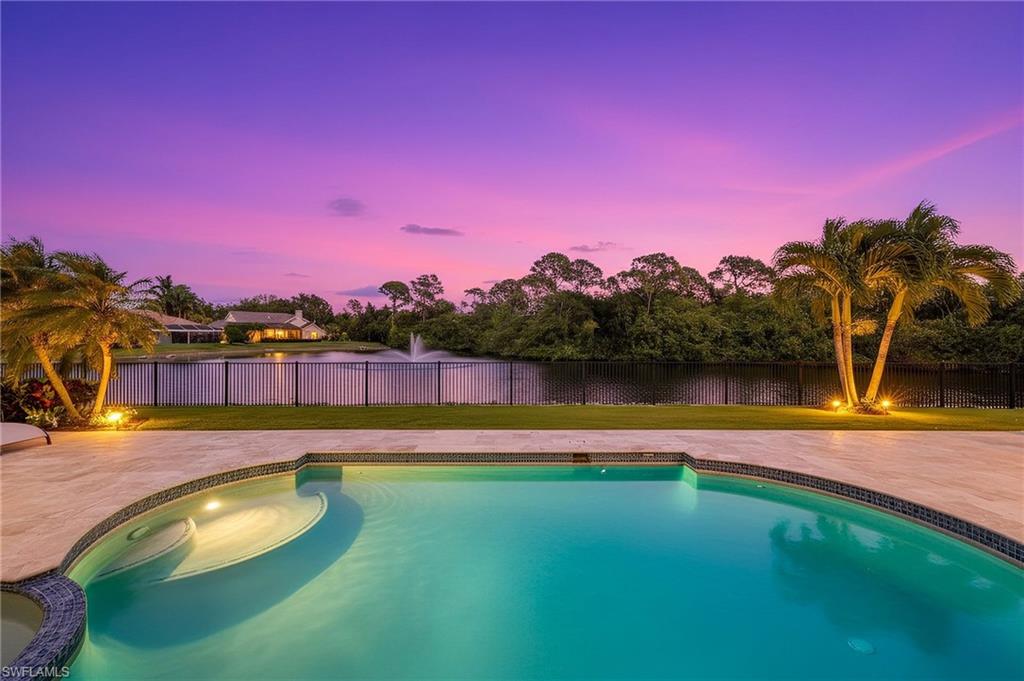 Night pool to lake