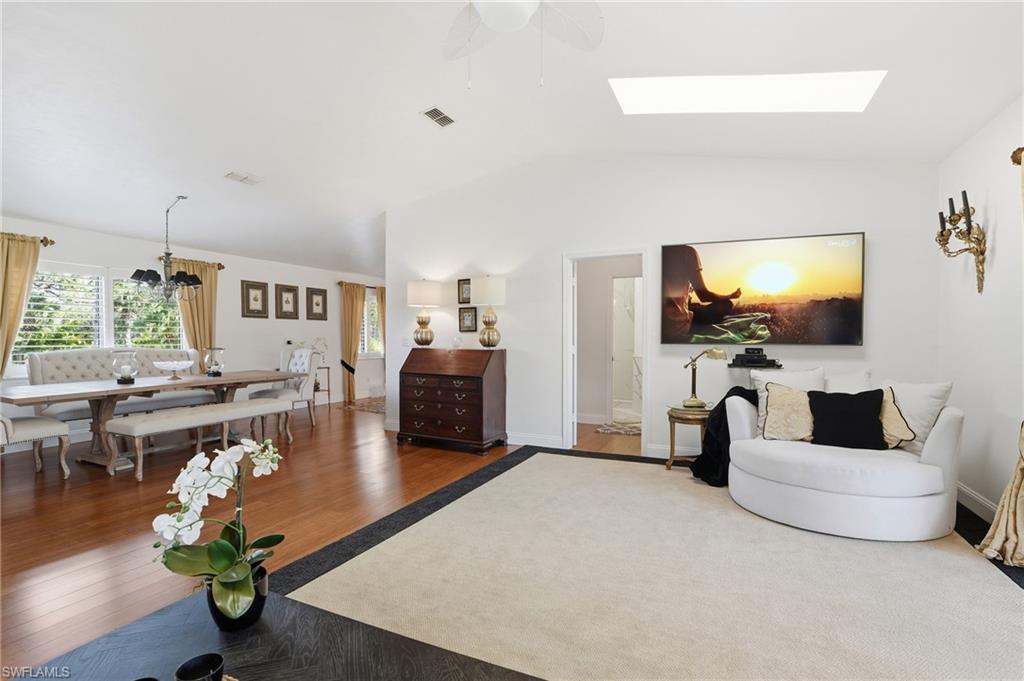 One of only two open-floorplan redesigns incorporating a seamless flow from living, dining,  kitchen and patio areas