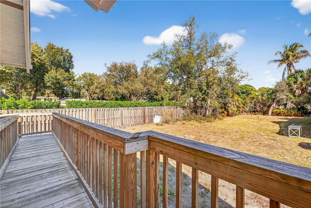 Wooden deck featuring a fenced backyard