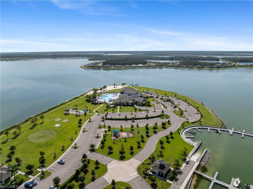 Community amenity area featuring a large lake