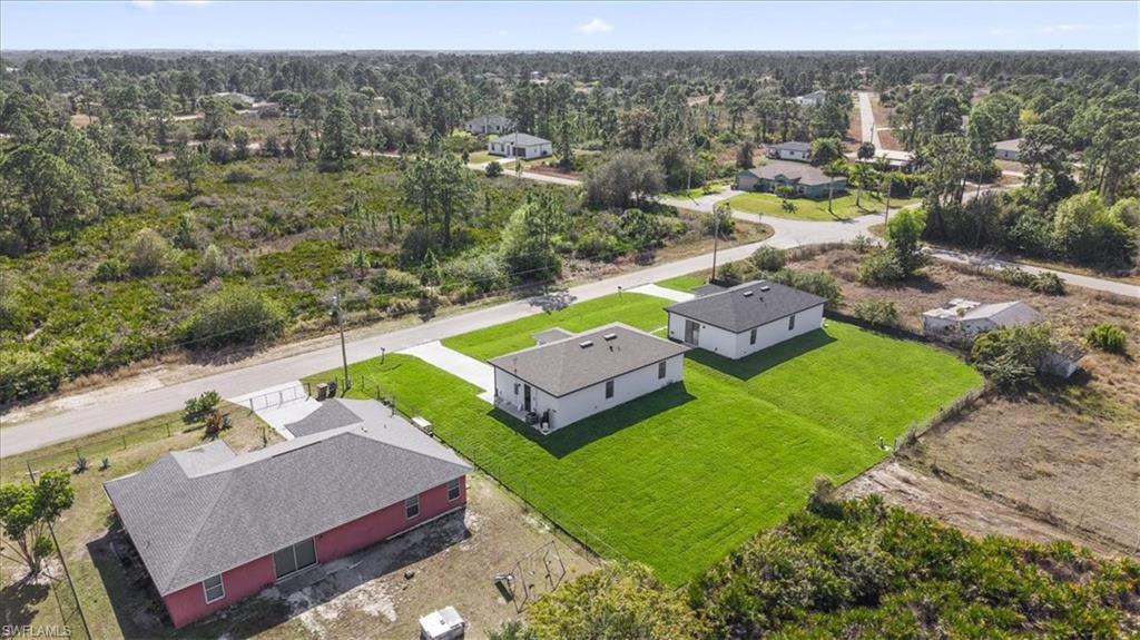 Aerial perspective of suburban area