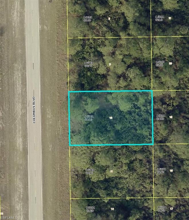 Aerial view of property's location with property parcel outlined