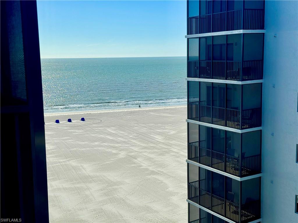 Gulf view featuring the beach from living room window