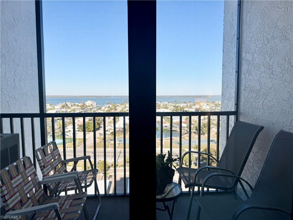 Balcony with a view down the canal to the Bay