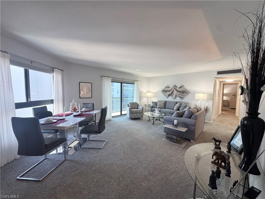 Living room with carpet flooring