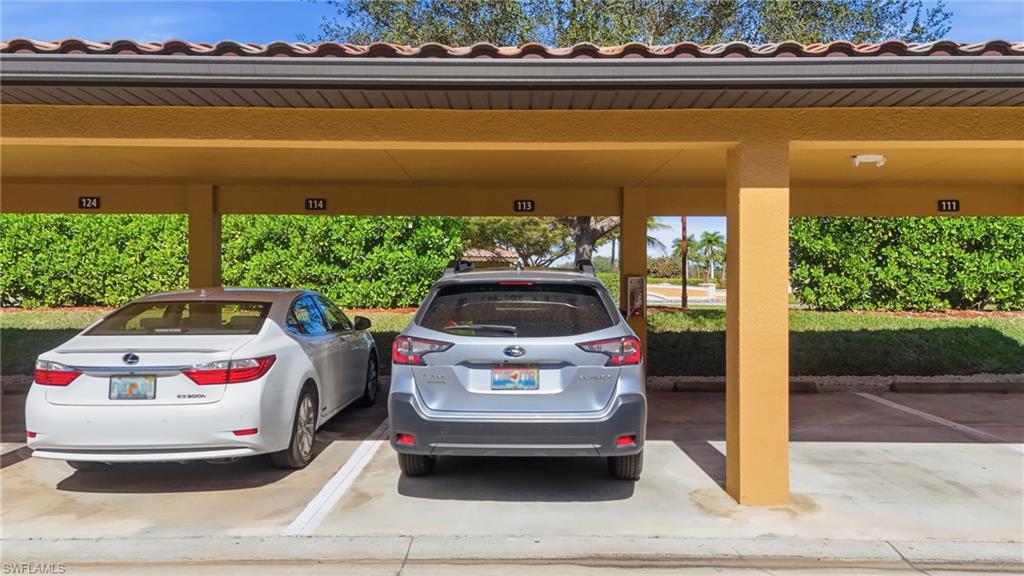View of covered parking lot