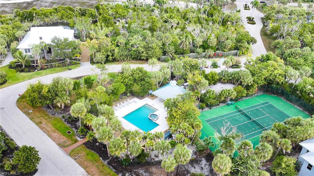 Drone / aerial view of a tree filled landscape