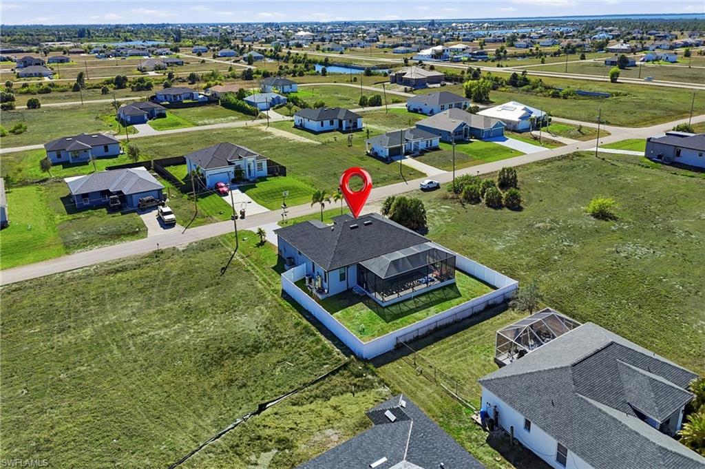 Aerial perspective of suburban area