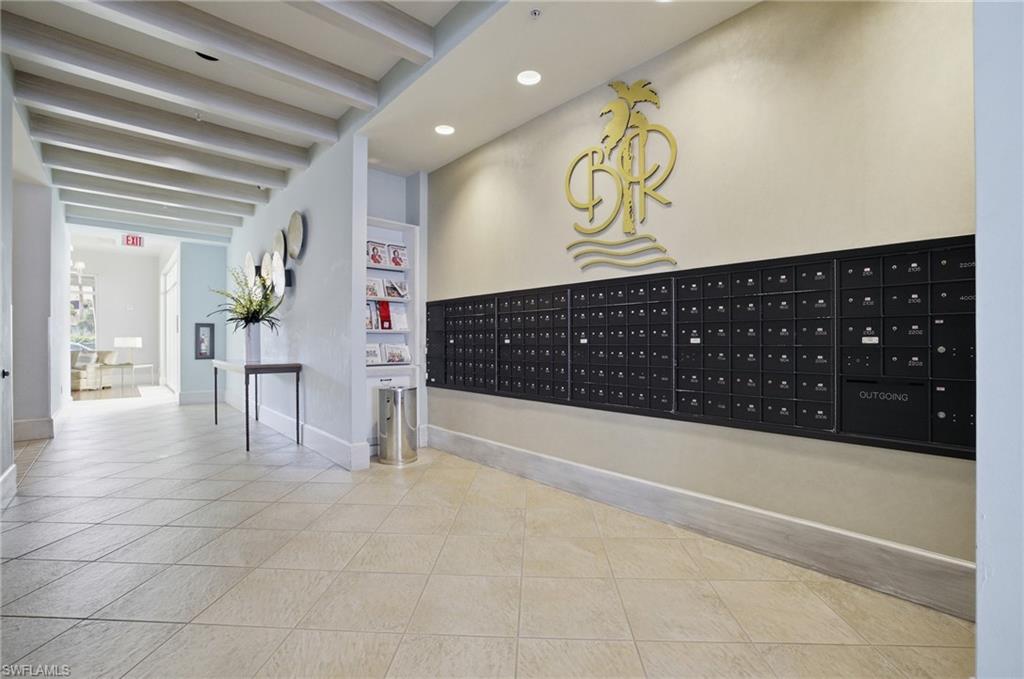 View of community featuring mail area, recessed lighting, and beamed ceiling