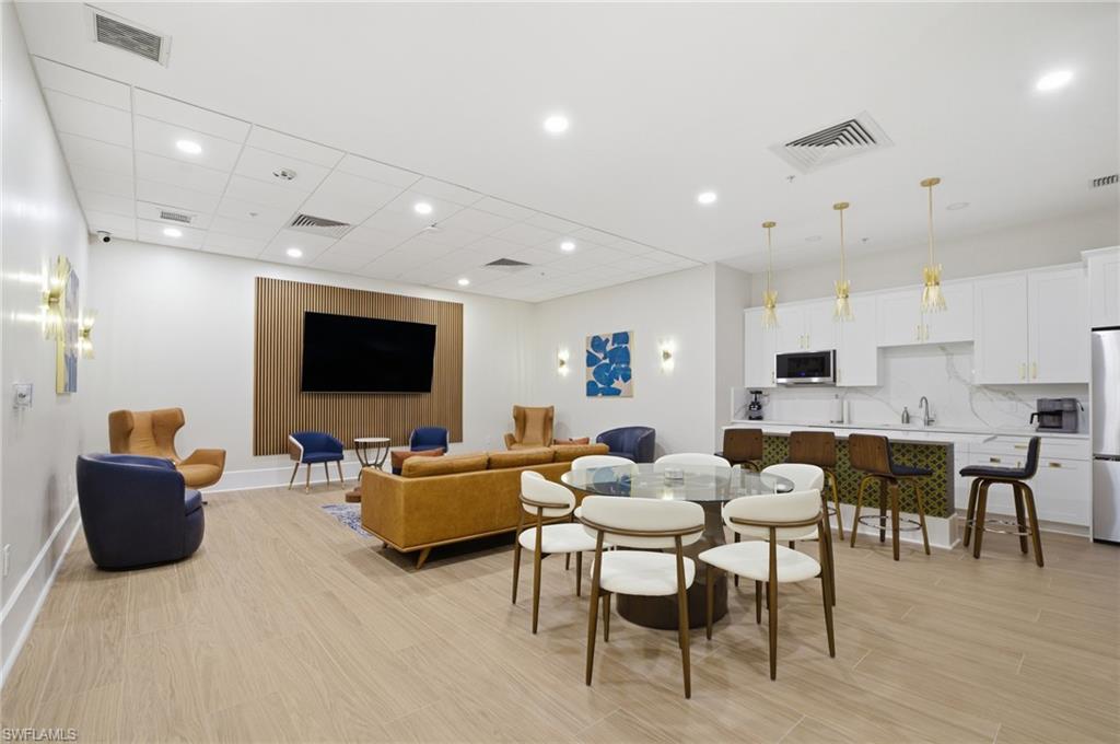Dining space featuring light wood-type flooring