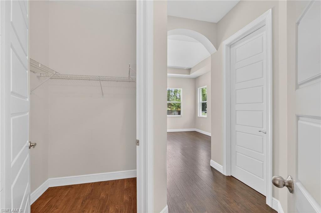Primary bedroom has 2 walk in closets, this is the smaller of the 2