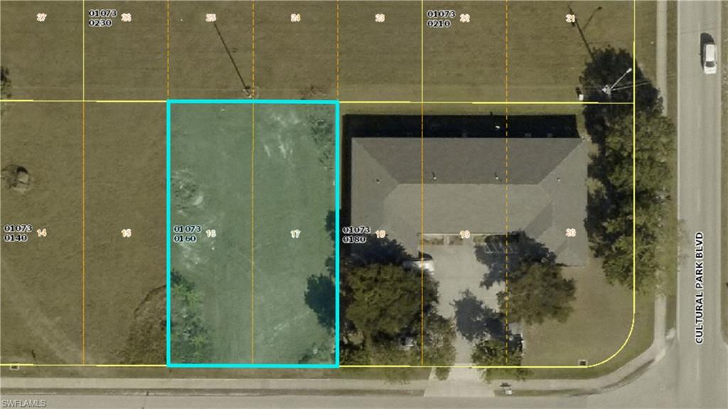Aerial map of property and surrounding area featuring property boundaries highlighted
