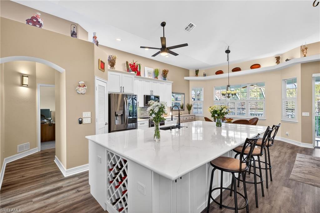 6x11 Quartz countertop built in wine rack (other side has built in wine fridge)