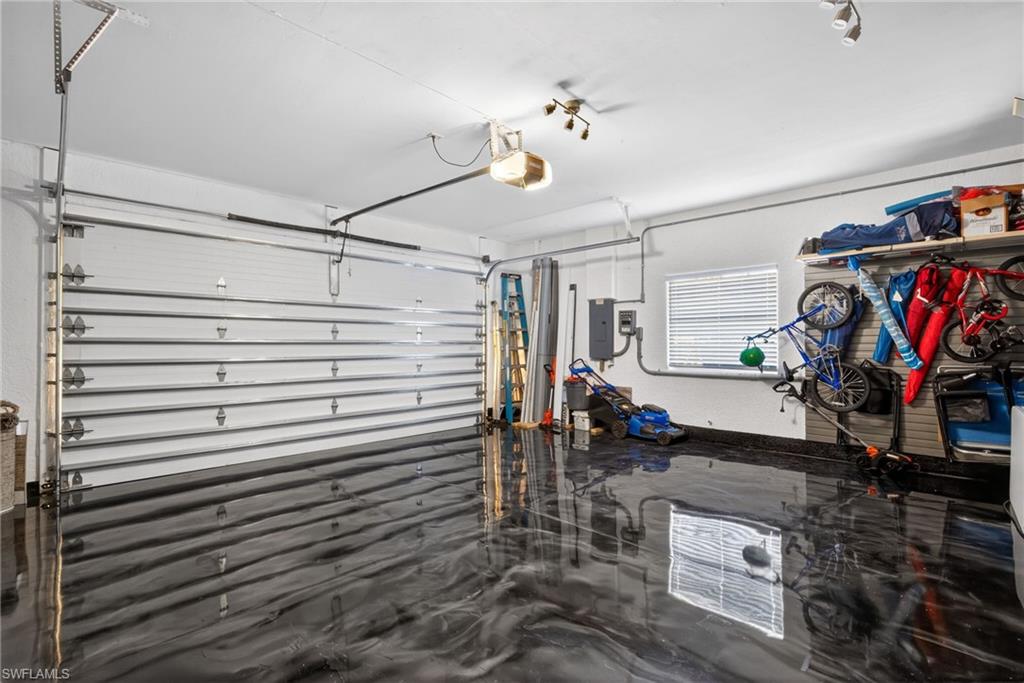 New epoxy flooring, organized storage racks