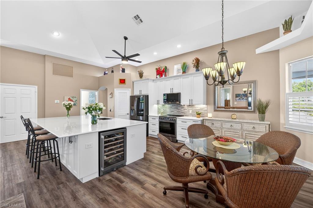 Kitchen cabinets and under island has slow close drawer and cabinets with pull out shelving