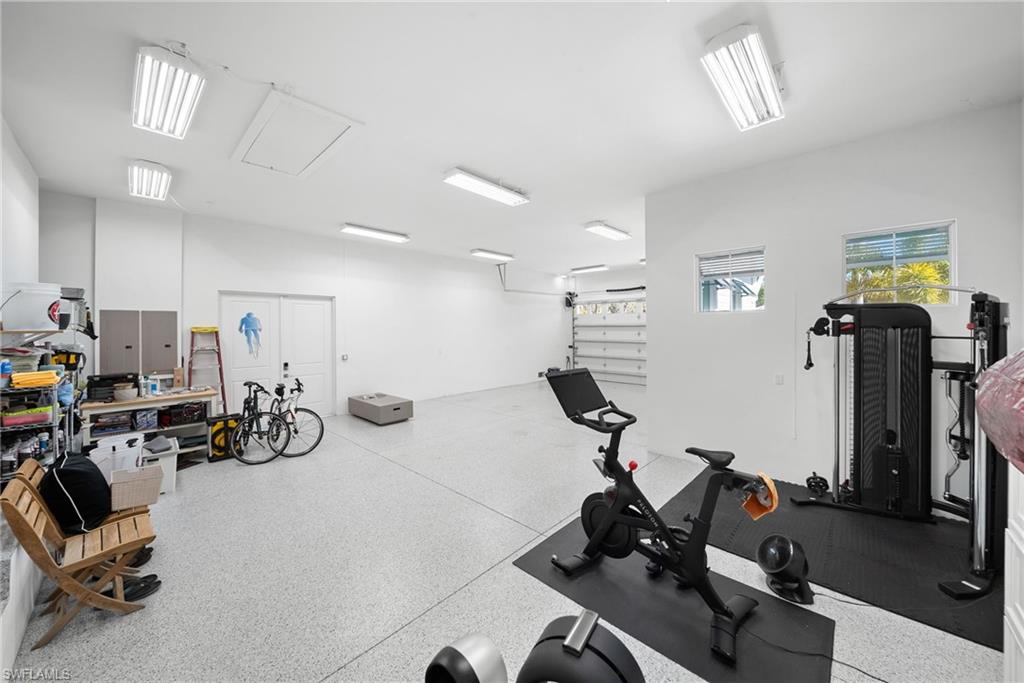Workout room featuring electric panel