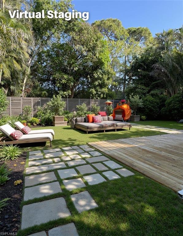 Virtual Stagingfeaturing a wooden deck