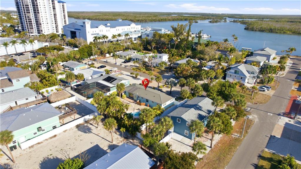 Bird's eye view of a nearby body of water