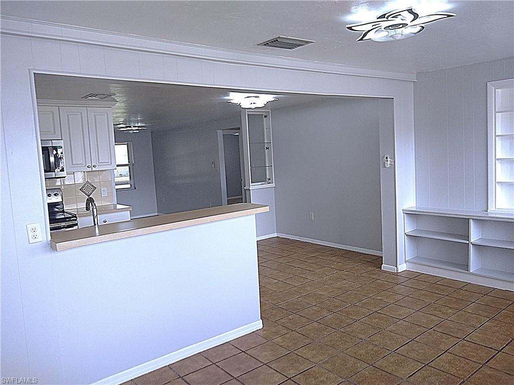 View from family room to kitchen