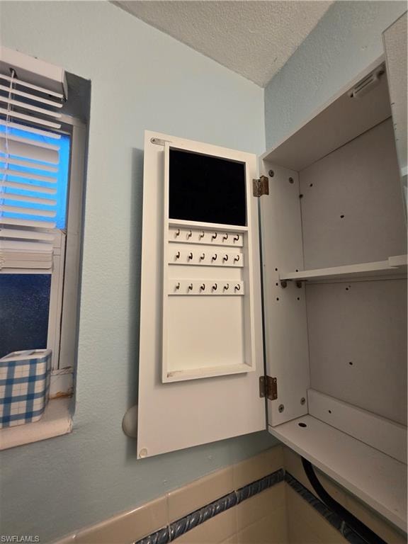Mirrored medicine cabinet with lady's necklace & earring area