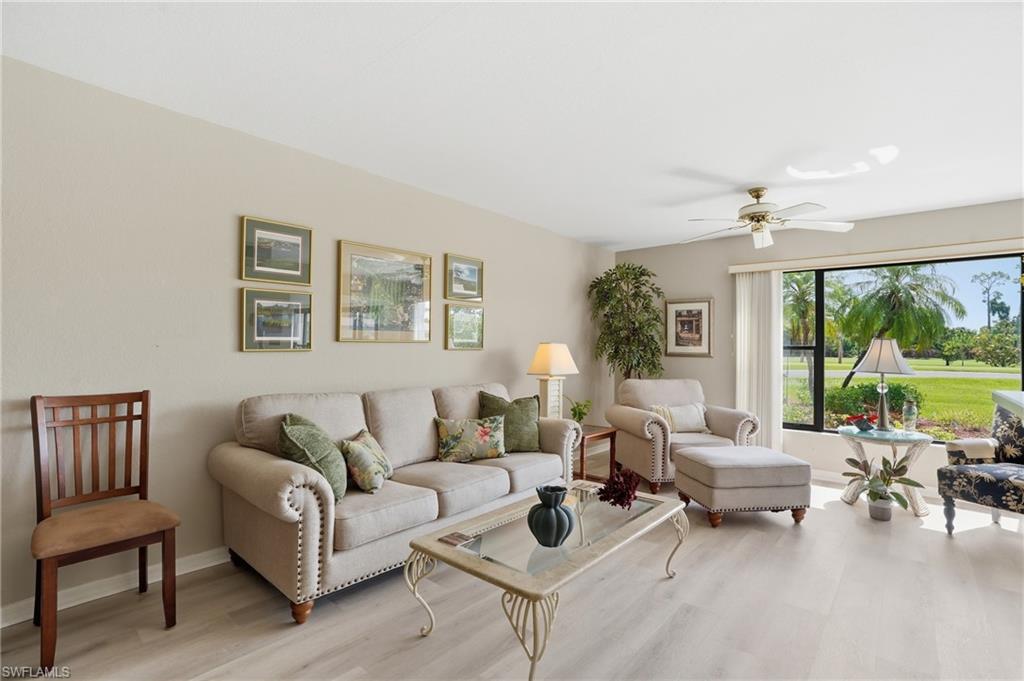Living Room with updated flooring and lovely view