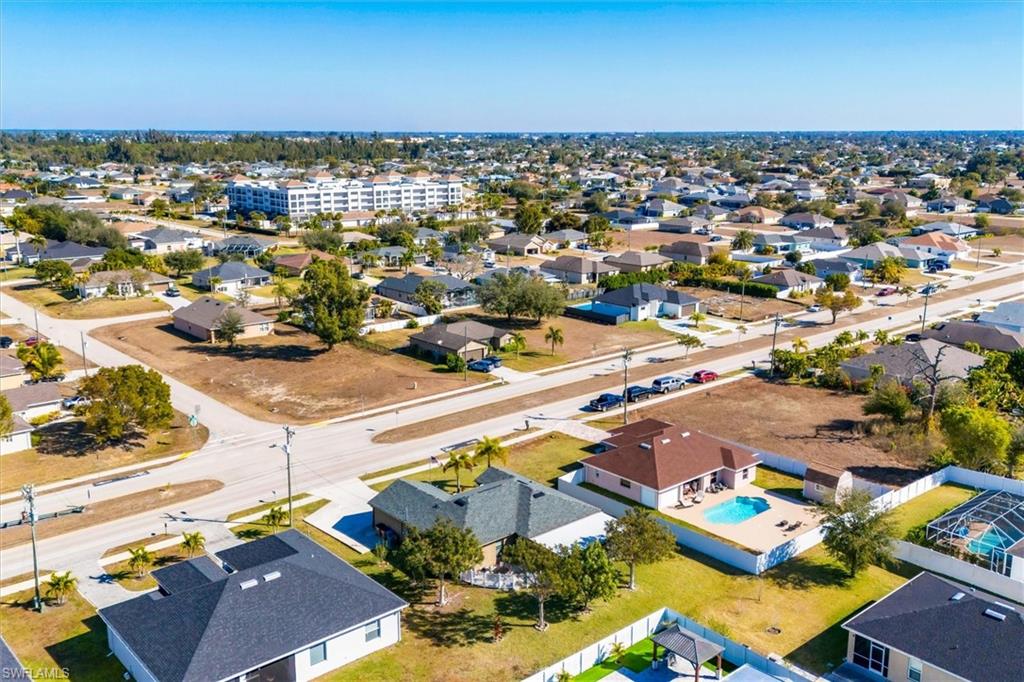 Aerial perspective of suburban area