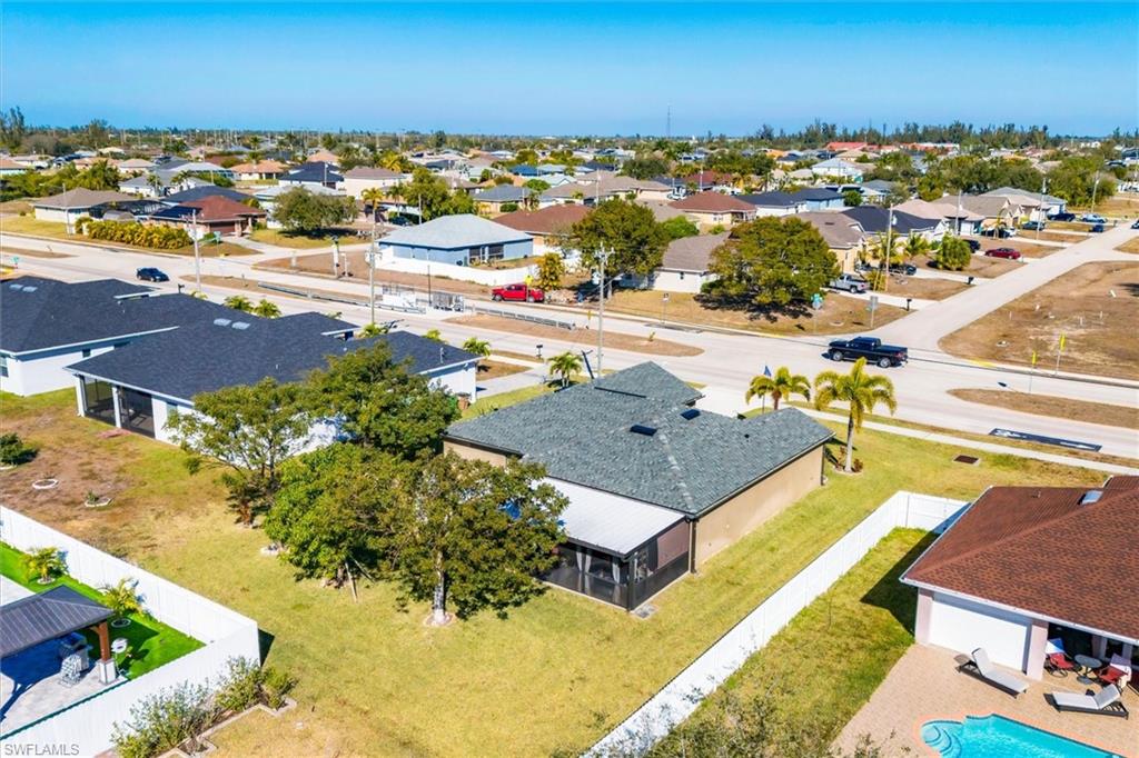 Aerial perspective of suburban area