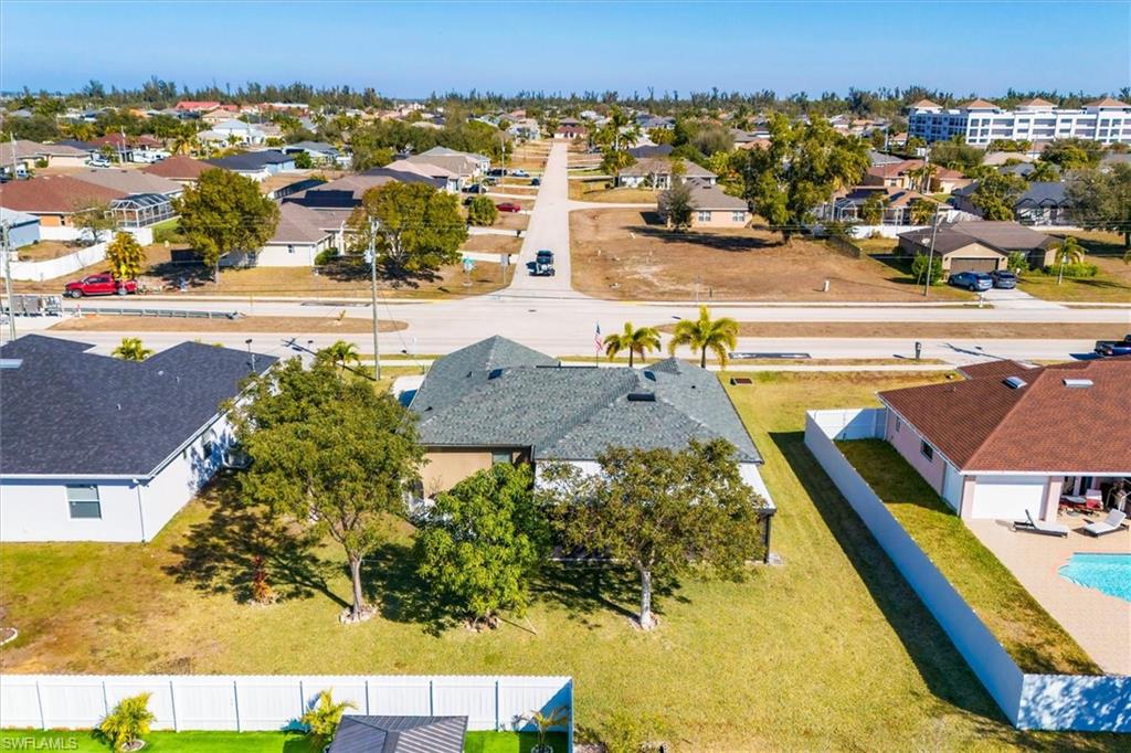 Aerial perspective of suburban area