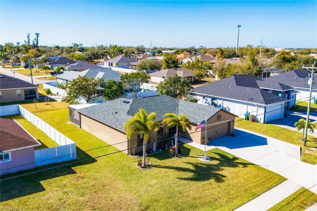 Aerial perspective of suburban area